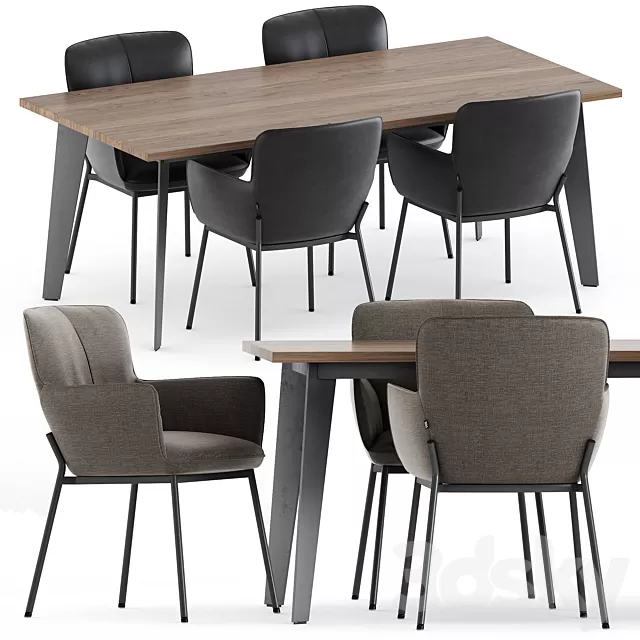 Furniture – Table and Chairs (Set) – 3D Models – 0244