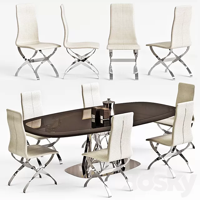 Furniture – Table and Chairs (Set) – 3D Models – 0276