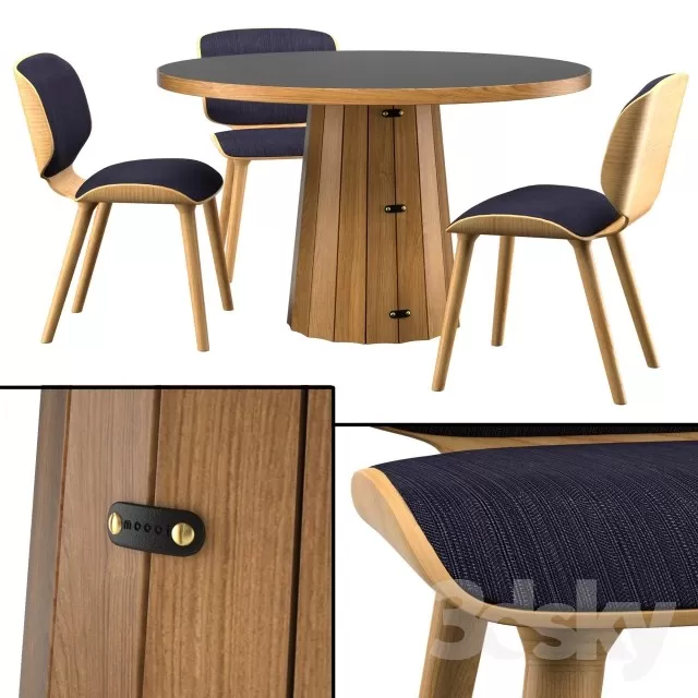 Furniture – Table and Chairs (Set) – 3D Models – 0284