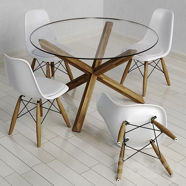 Furniture – Table and Chairs (Set) – 3D Models – 0300