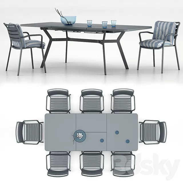 Furniture – Table and Chairs (Set) – 3D Models – 0305