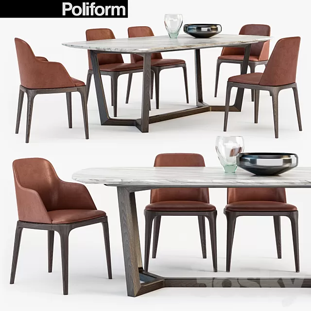 Furniture – Table and Chairs (Set) – 3D Models – 0325