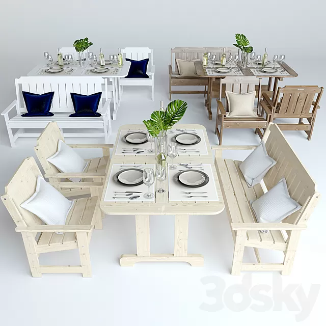 Furniture – Table and Chairs (Set) – 3D Models – 0332