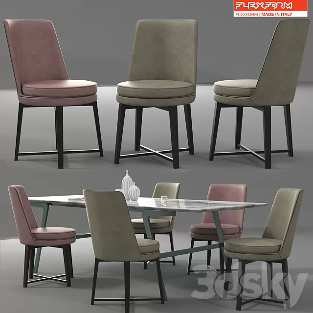 Furniture – Table and Chairs (Set) – 3D Models – 0359