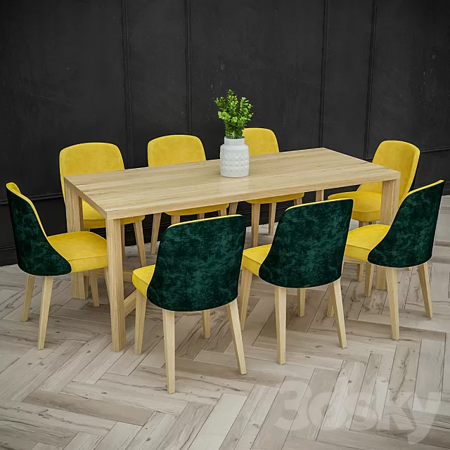 Furniture – Table and Chairs (Set) – 3D Models – 0383