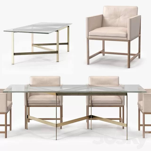 Furniture – Table and Chairs (Set) – 3D Models – BassamFellows Plank Dining Table & Dining Side Chair