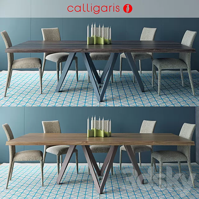 Furniture – Table and Chairs (Set) – 3D Models – Calligaris table CARTESIO Table AN IS Chair
