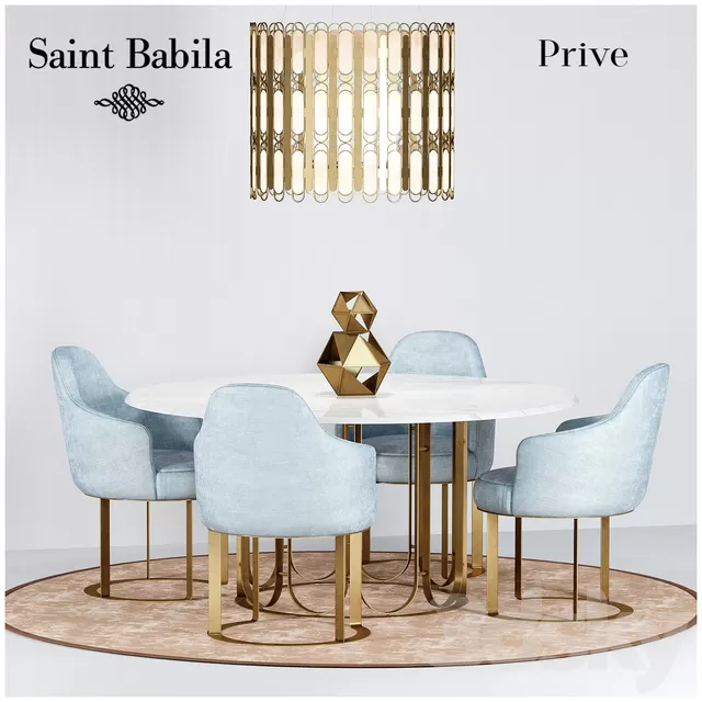 Furniture – Table and Chairs (Set) – 3D Models – Dining group Prive; SAINT BABILA