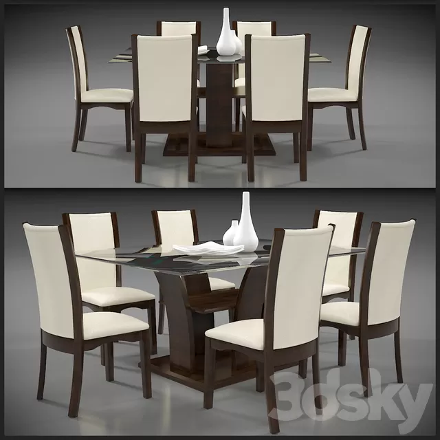 Furniture – Table and Chairs (Set) – 3D Models – DINING TABLE 5