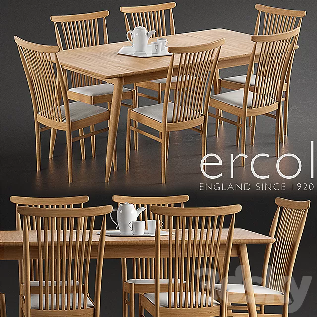 Furniture – Table and Chairs (Set) – 3D Models – Ercol Teramo Medium Extending Dining Table Ercol Teramo Dining Chair