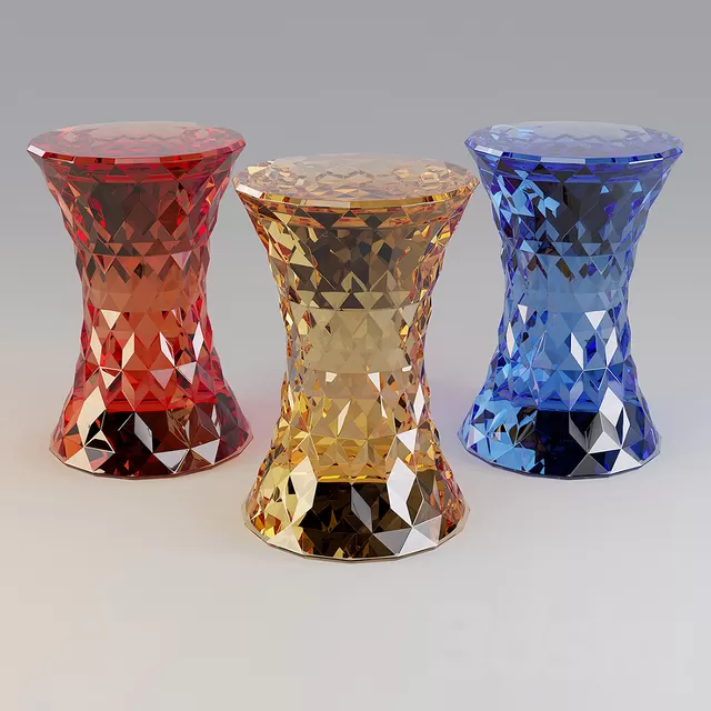 Furniture – Table and Chairs (Set) – 3D Models – Kartell Coffee Table – Stone