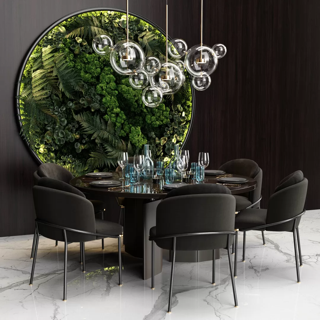 Furniture – Table and Chairs (Set) – 3D Models – Minotti set (Vray; Corona)