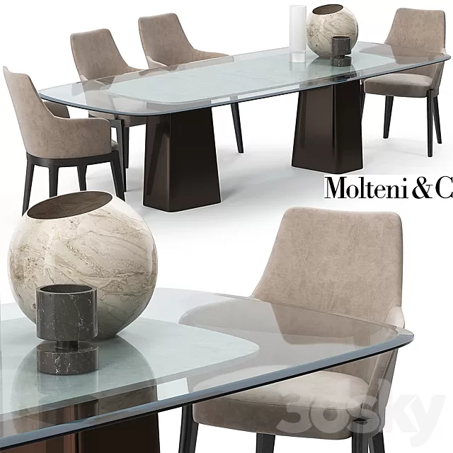 Furniture – Table and Chairs (Set) – 3D Models – Molteni mayfair set