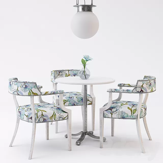 Furniture – Table and Chairs (Set) – 3D Models – Restaurant furniture set 01