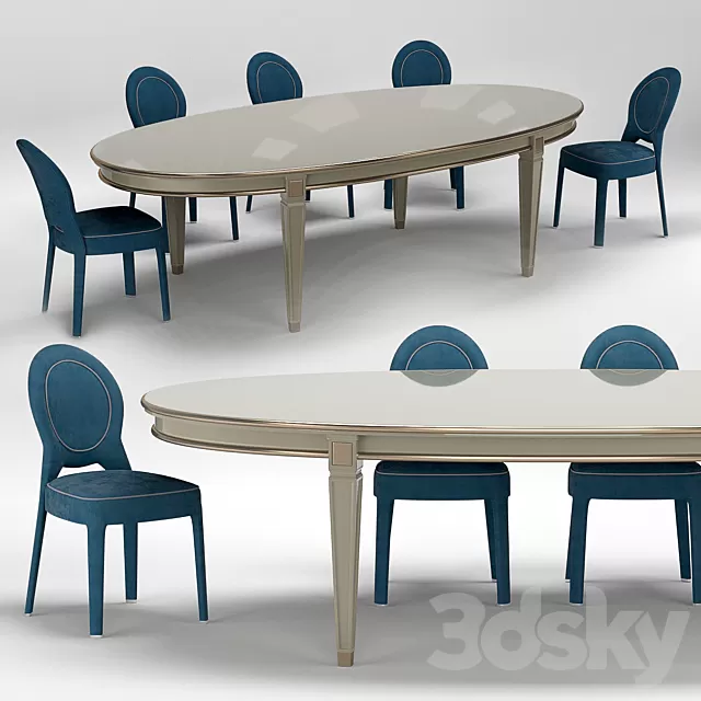 Furniture – Table and Chairs (Set) – 3D Models – Ritz Medaillon Chair and Vendome Table