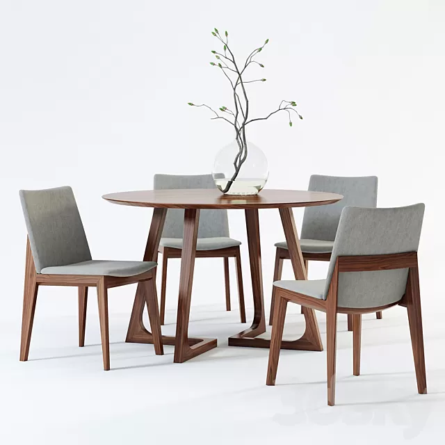 Furniture – Table and Chairs (Set) – 3D Models – Scandinavian Designs Fuchsia Dining Chair & Cress Round Dining Table