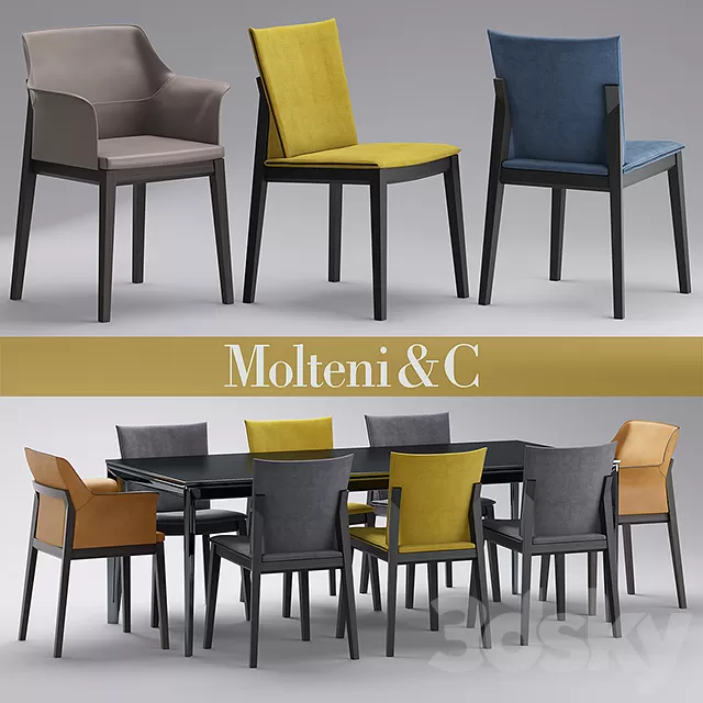 Furniture – Table and Chairs (Set) – 3D Models – Table and chairs molteni CHAIRS BREVA; TIVAN
