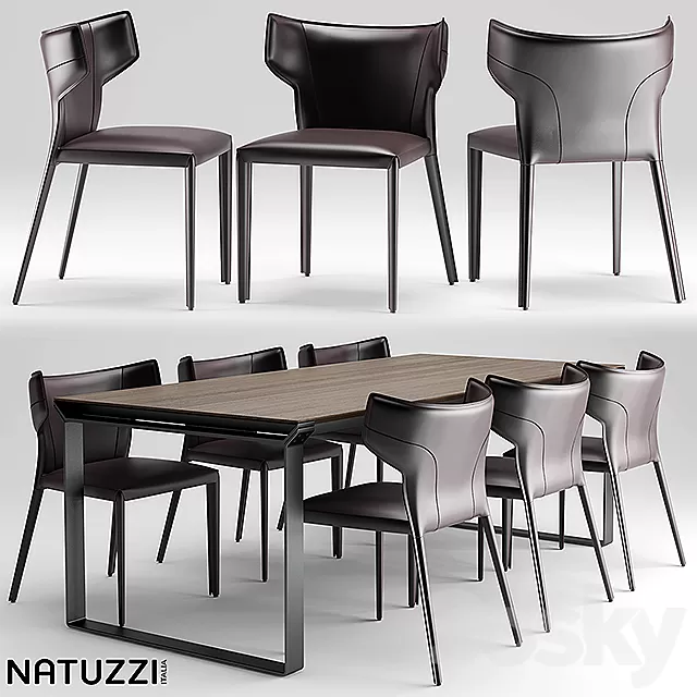 Furniture – Table and Chairs (Set) – 3D Models – Table and chairs natuzzi Pi Greco; Omega