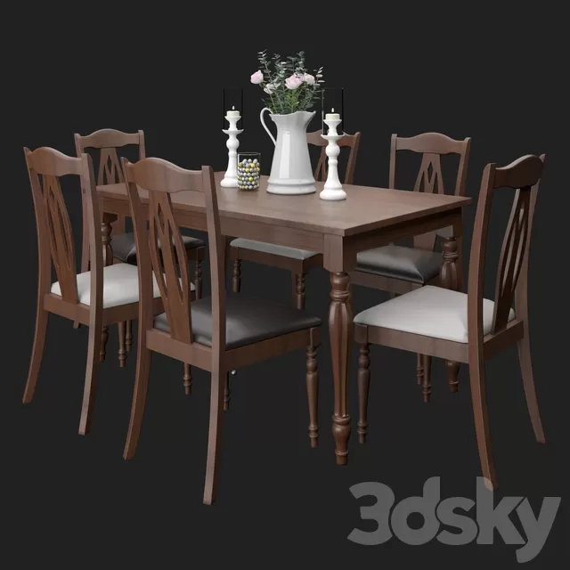 Furniture – Table and Chairs (Set) – 3D Models – Upsala table and chairs