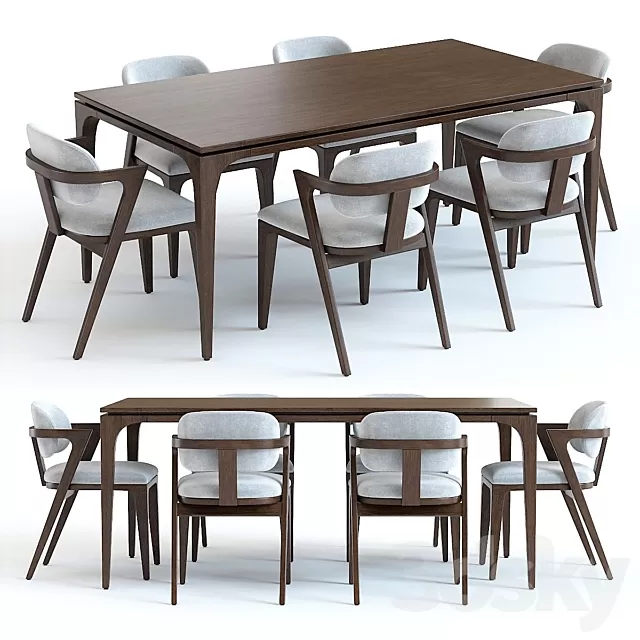 Furniture – Table and Chairs (Set) – 3D Models – West Elm Adam Court Table and Chairs 3d model