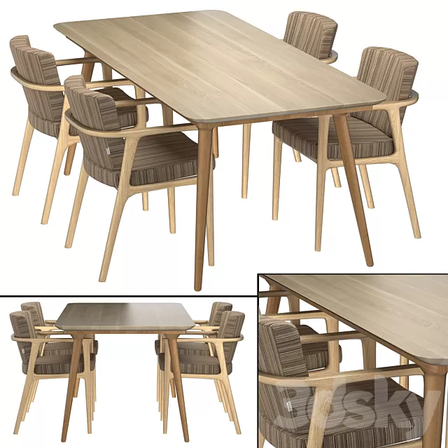 Furniture – Table and Chairs (Set) – 3D Models – Zio Dining Table