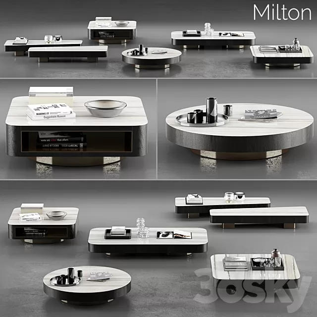 Table 3D Models – Minotti Milton Coffee Tables set 3D model