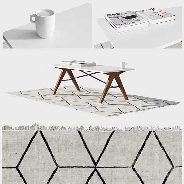 Table 3D Models – Zuo Saints Coffee Table and Mums Pad