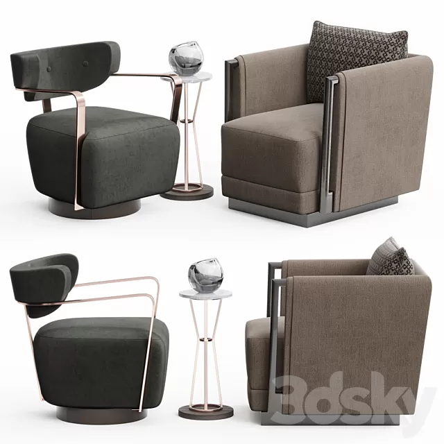 Chair and Armchair 3D Models – Chair Set by Caracole 3D model