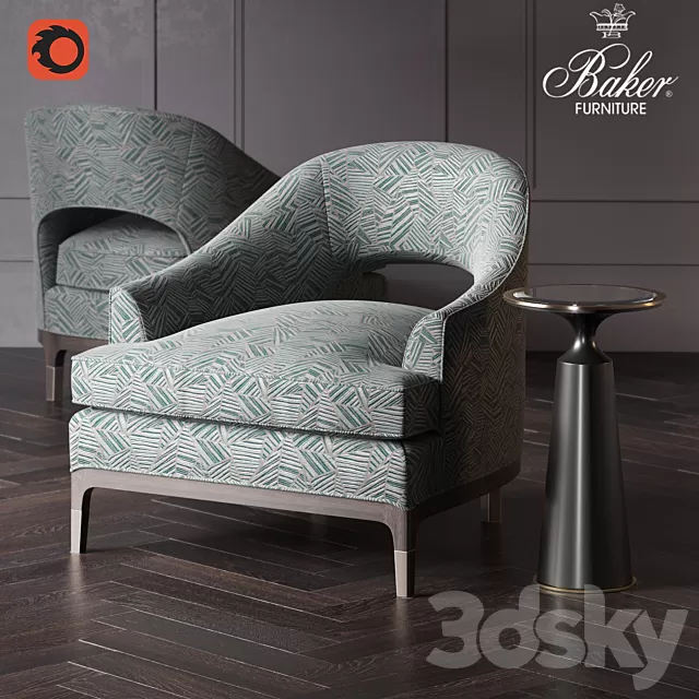 Armchair 3D Models – Baker Carnelian lounge chair №6180С and Baker Viridine round accent table № 3183 Armchair 3D Models – Baker Carnelian lounge chair №6180С and Baker Viridine round accent table № 3183