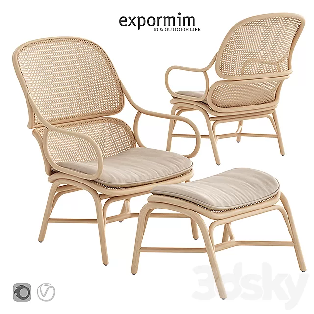 Armchair 3D Models – Expormim Frames Armchair with ottoman Armchair 3D Models – Expormim Frames Armchair with ottoman