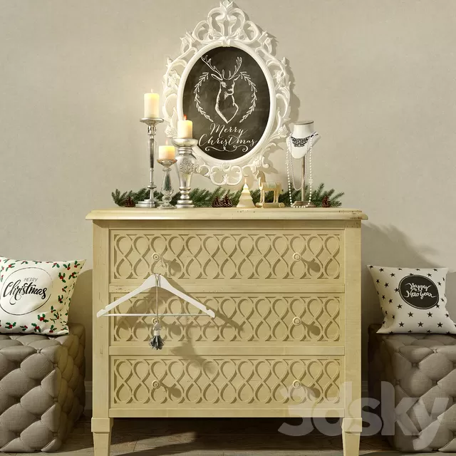 Sideboard – Chest of Drawers – Chest Hooker Melange with Christmas decor