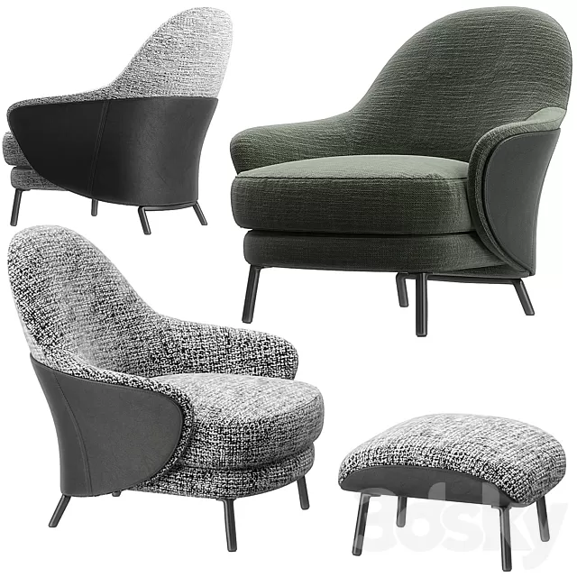 Armchair 3D Models – Angie armchair footstool by Minotti Armchair 3D Models – Angie armchair footstool by Minotti