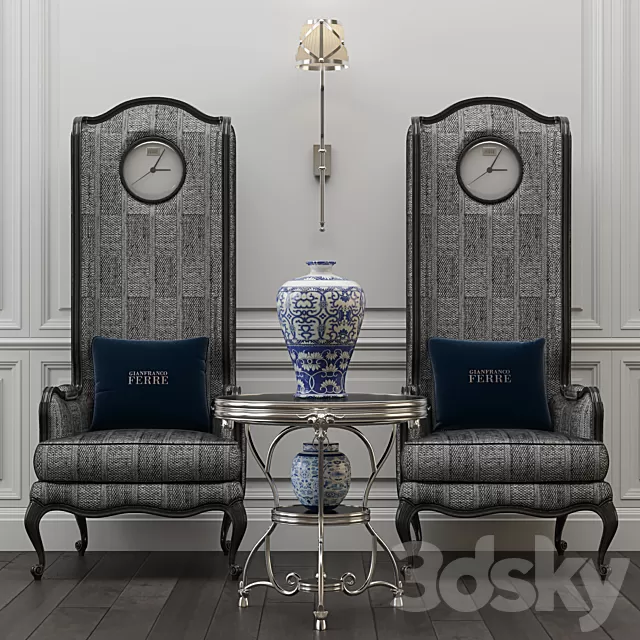 Armchair 3D Models – Gianfranco Ferre Home; Big ben chair and Covent table Armchair 3D Models – Gianfranco Ferre Home; Big ben chair and Covent table