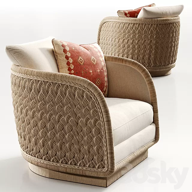 Armchair 3D Models – Mcguirefurniture LAURA KIRAR COASTAL BRAIDED SWIVEL LOUNGE armchair