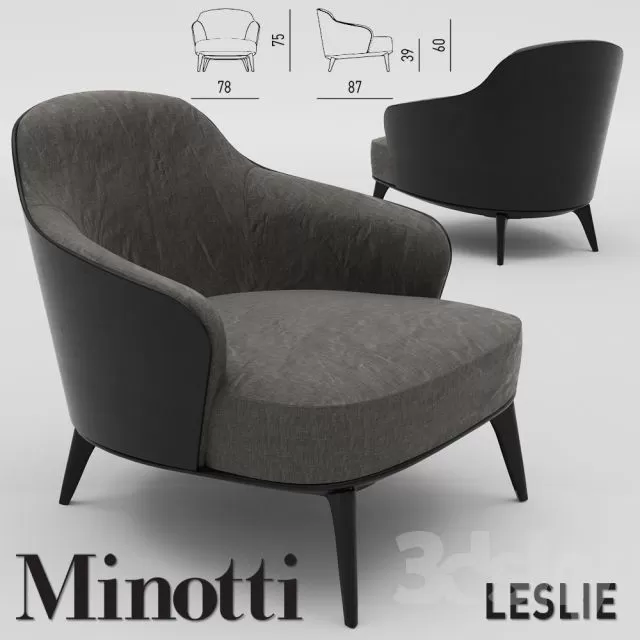 Armchair 3D Models – Minotti Leslie Armchair new