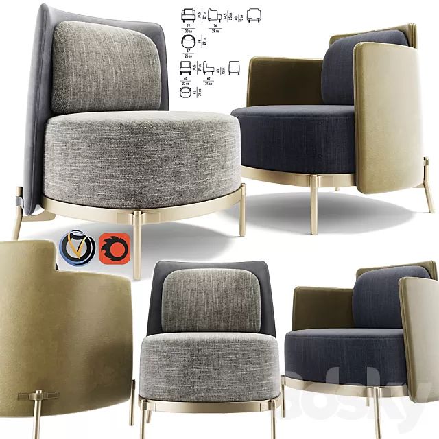 Armchair 3D Models – Minotti Tape Armchair Set 3D MODEL