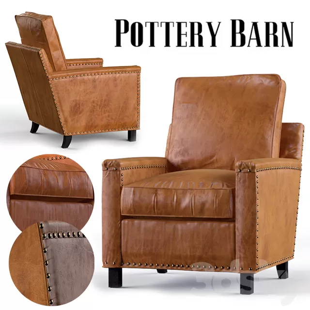 Armchair 3D Models – Tyler Leather Armchair Pottery Barn