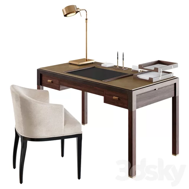 Office Furniture – 3D Models – Amysomerville Theorem Desk; Amysomerville Mebsuta and Arteriors Elmer 3D Model