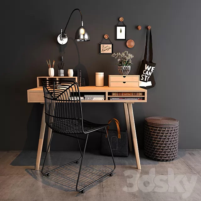 Office Furniture – 3D Models – Home workspace set 3D Model