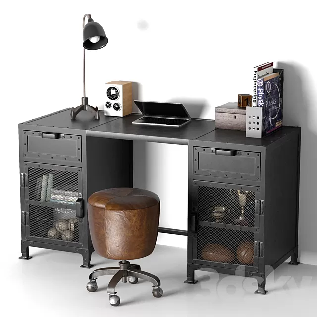 Office Furniture – 3D Models – Hopper Storage desk
