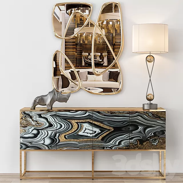 Consoles 3D Models – Nicola Painted-Agate Console with mirror 3d model Consoles 3D Models – Nicola Painted-Agate Console with mirror 3d model