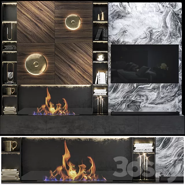 TV Wall 3D Models – Tv wall set 12