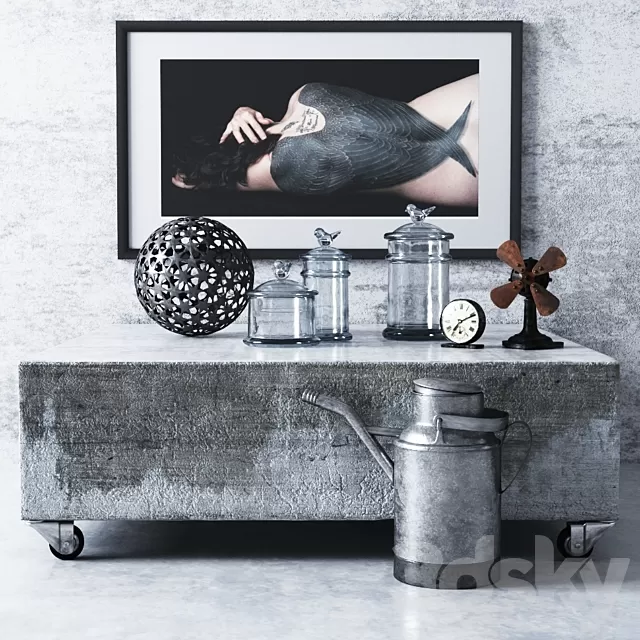 Hallway 3D Models – Loft style decor set