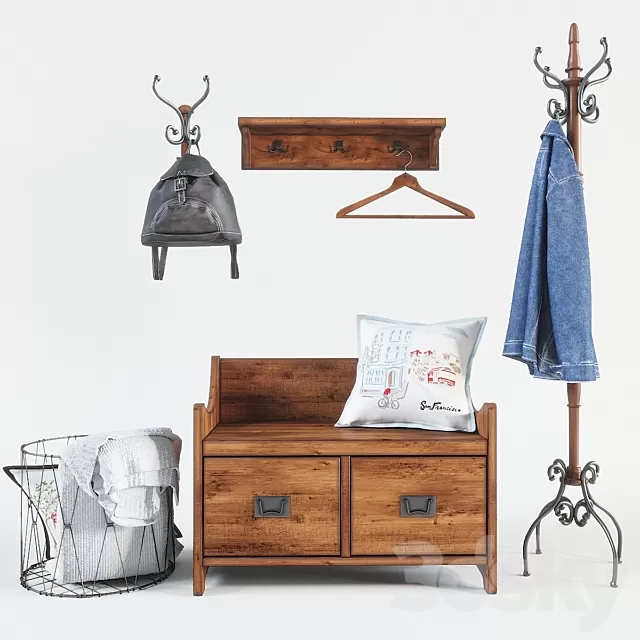 Hallway 3D Models – Wade bench 0028 by Pottery Barn 3d Model