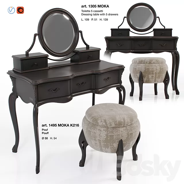 Dressing Table – 3D Models – Giorgiocasa – Valpolicella – dressing table + pouf