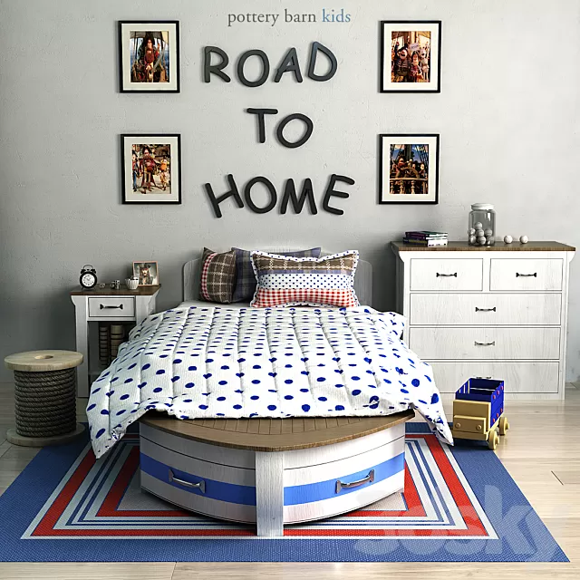 Children – Bed 3D Models – Pottery barn Speedboat Bed Trundle