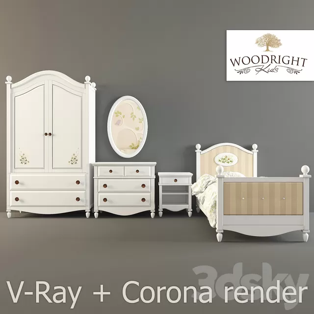 Children – Bed 3D Models – Woodright kids. Oliver 2