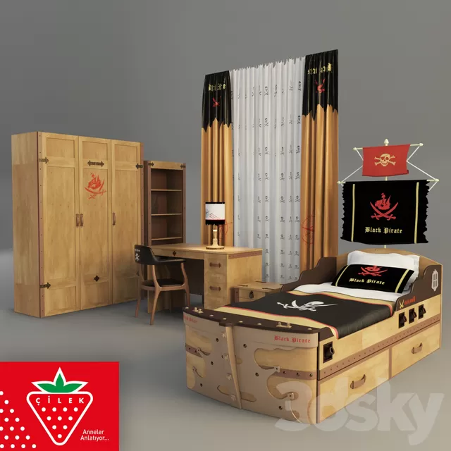 Children – Furniture 3D Models – Cilek Black Pirate