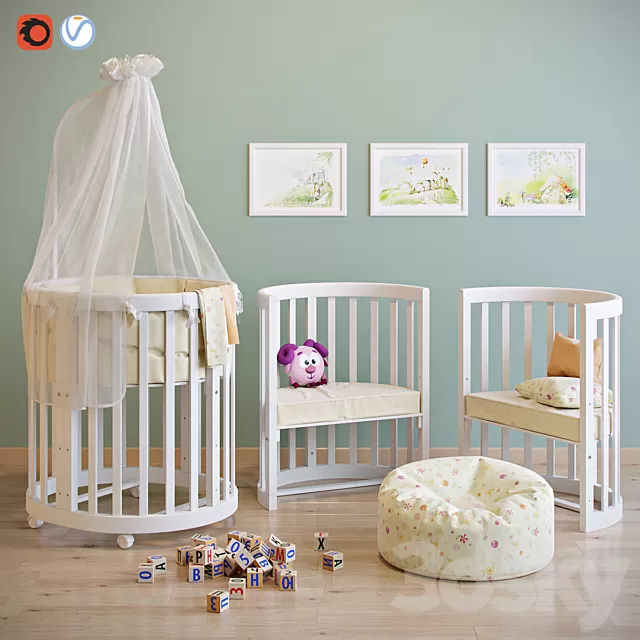 Children – Furniture 3D Models – Cradle and chair EllipseBed