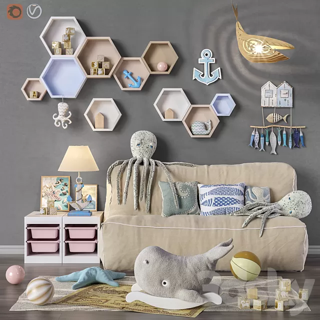 Children – Furniture 3D Models – Toys and furniture set 31